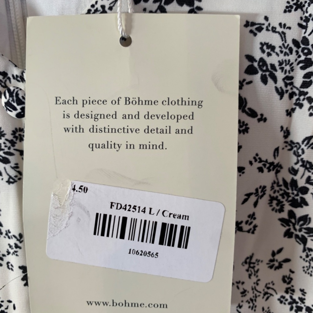 Bohme black and white floral dress with pockets NWT size large - Picture 5 of 12